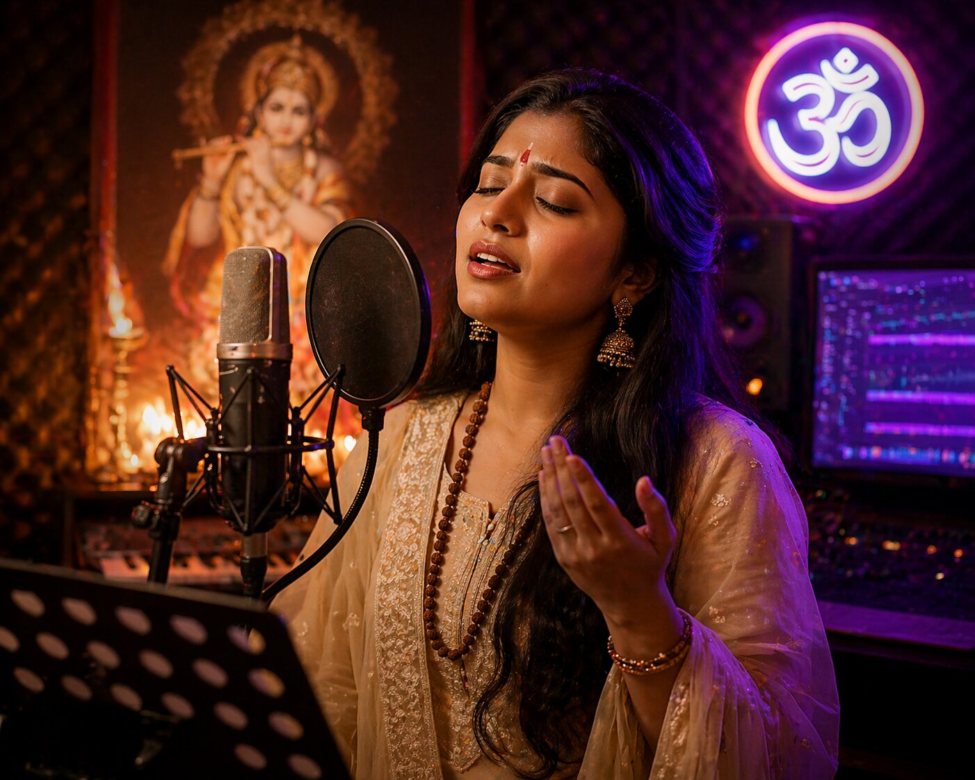 female artist singing